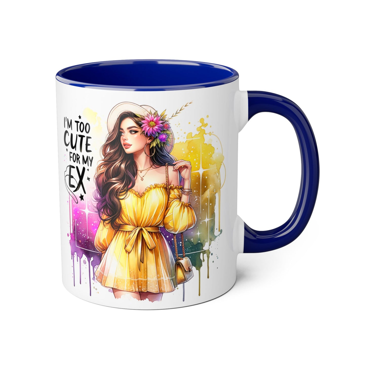 Cute Ex-Related Accent Mugs, 11oz - Quirky Gifts, Funny Coffee Cup, Relationship Humor, Self-Love Mug, Colorful Artwork