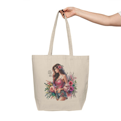 I Am My Own Happily Ever  After Floral Chic Canvas Tote Bag, Eco-Friendly Shopping Bag, Summer Beach Tote, Gift for Her, Boho Style Bag