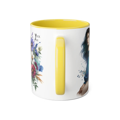 Bohemian Accent Mug - Yuck Fou Floral Design, Gift for Artists, Unique Coffee Cup, Home Decor, Stylish Drinkware