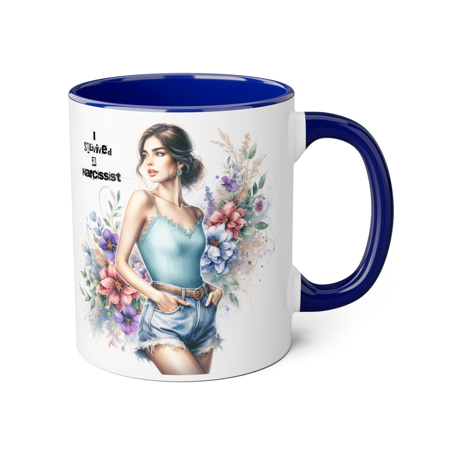Narcissist Accent Mug, Unique Coffee Cup Gift, Floral Design Mug, Perfect for Self-Care Lovers, Inspirational Drinkware