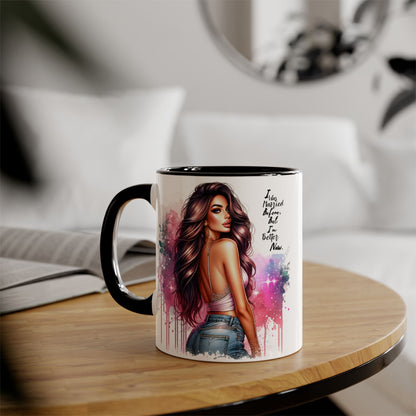 I Was Married Before But I'm Better Now Humoristic Vibrant Quote Mug for Self-Love, Inspirational Coffee Cup, Artistic Accent Mug, Unique Gift for Her, Affirmation Drinkware