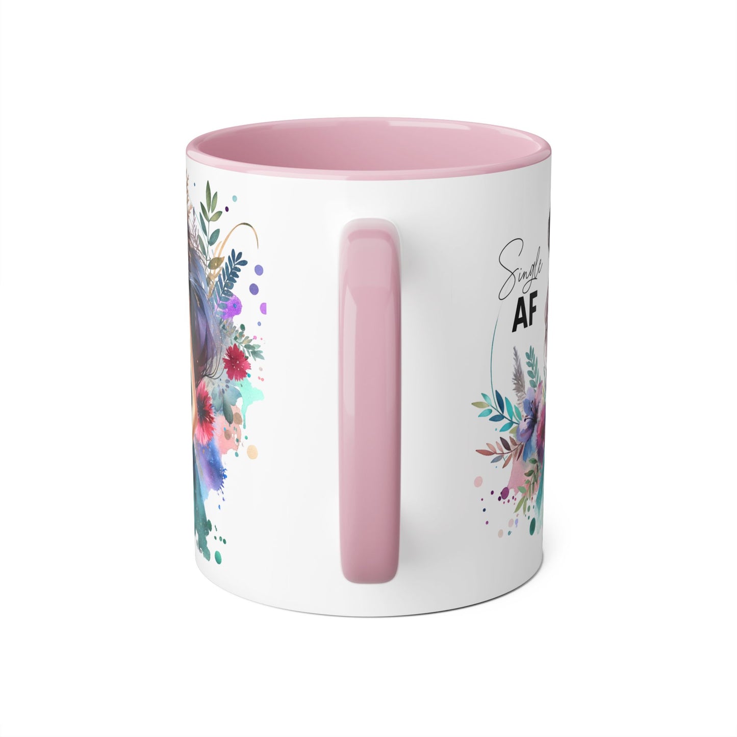 Single AF Floral Accent Mug - Perfect Gift for Singles, Coffee Lovers, Birthday, Self-Care, Galentine's Day
