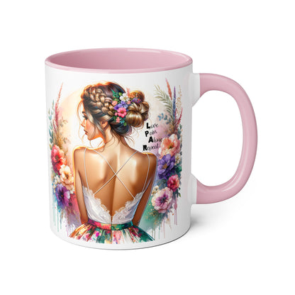 Floral Latte Mug, Inspirational Coffee Cup, Boho Style Mug, Gift for Her, Art Print Mug, Relaxing Beverage Mug