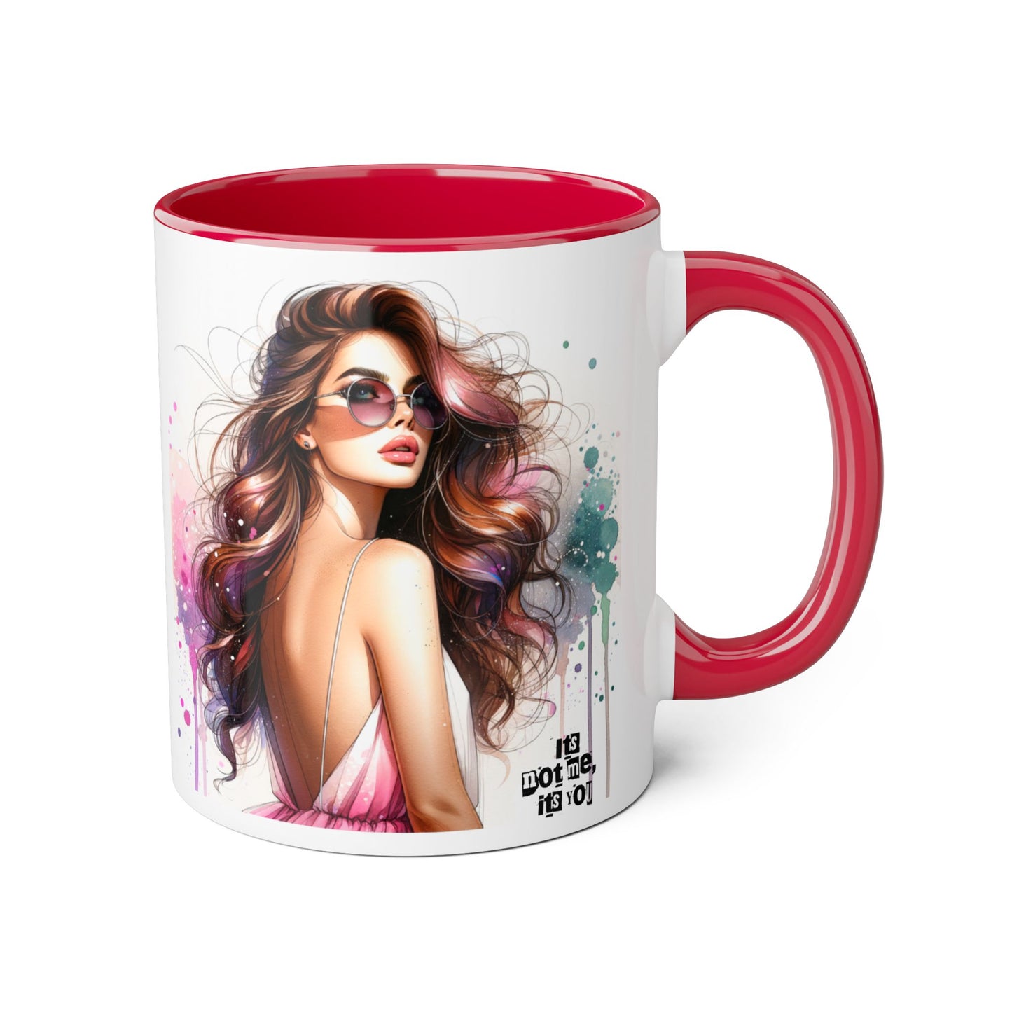 It's Not Me, It's You Humoristic Chic Abstract Accent Mug, Vibrant Coffee Cup, Trendy Gift for Her, Colorful Art Mug, Fashionista Drinkware