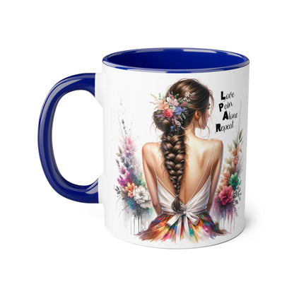 Beautiful Floral Accent Mug, Inspirational Coffee Cup, Love Pain Alone Repeat, Gift for Her, Home Decor, Bohemian Style