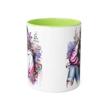 I Can Buy Myself Flowers Artistic Floral Accent Mug | I Keep My Hopes + Dreams, Coffee Cup for Gifts, Home Decor, Birthdays, Self-Care, Tea Lovers