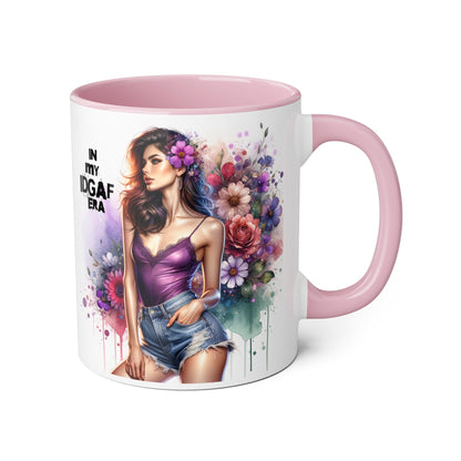 Colorful Floral IDGAF Mug, Inspiring Coffee Cup, Gift for Her, Sassy Drinkware, Unique Floral Mug, Birthday Gift