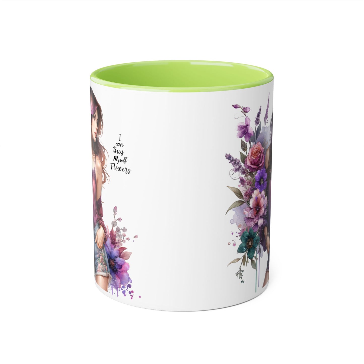 I Can Buy Myself Flowers Floral Art Accent Mug, 11oz Coffee Cup for Flower Lovers, Gift for Her, Boho Kitchen Decor, Unique Art Mug