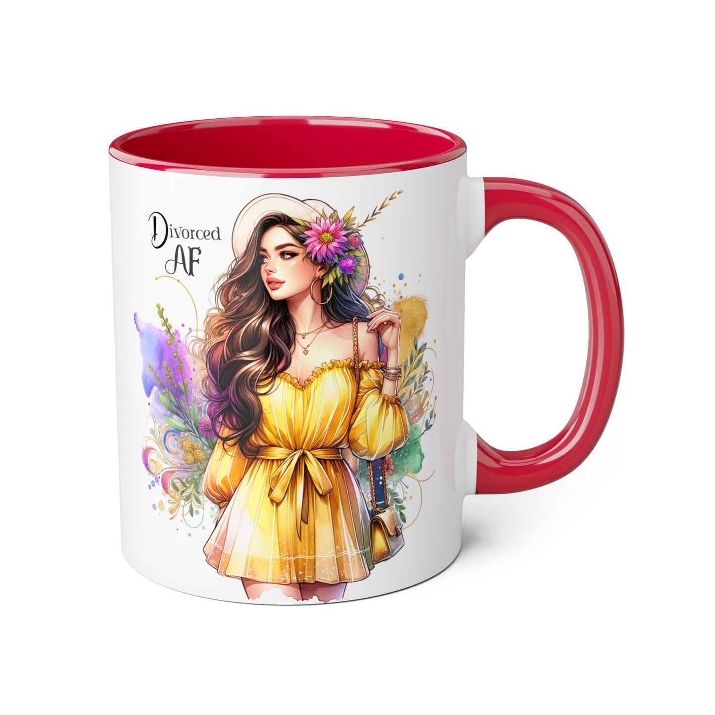 Divorced AF Accent Mug - Motivational Coffee Cup for Her, Gift for Newly Divorced Friends, Therapist Gift, Inspirational Drinkware