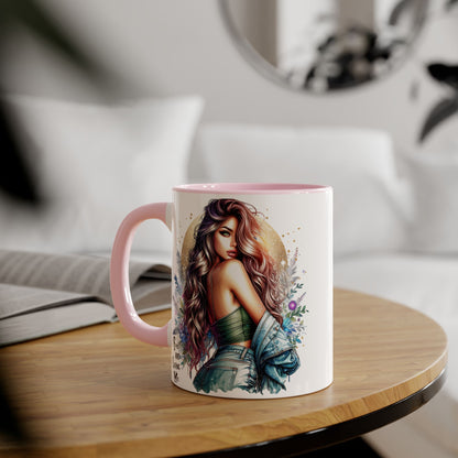 Artistic Accent Mug, Colorful Coffee Cup, Unique Gift for Her, Dreamy Floral Design, Ideal for Birthdays, Self-Care Moments