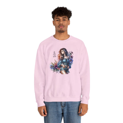 I Am My Own Happily Ever After  Floral Aesthetic Crewneck Sweatshirt - Cozy Style for Women, Fashion Top, Gift Idea, Floral Sweatshirt, Spring/Summer Wear