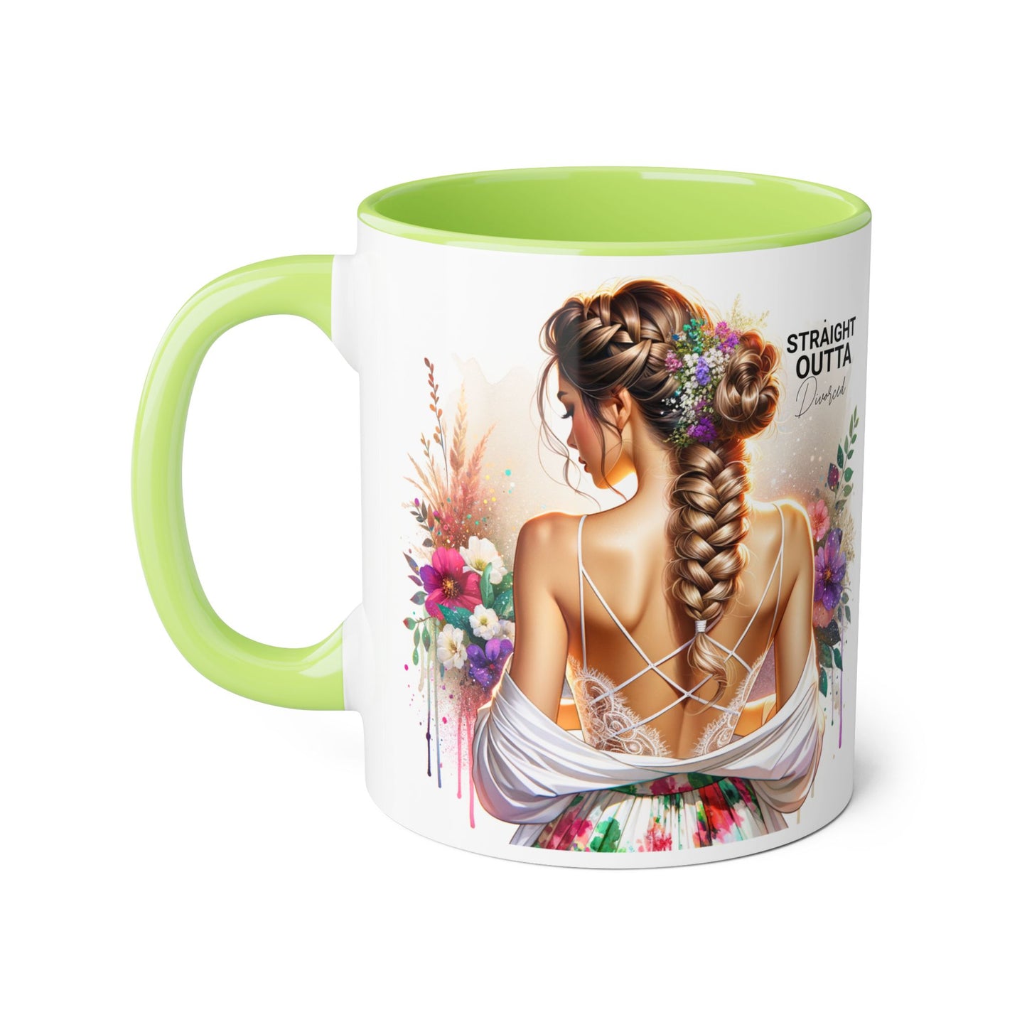 Straight Outta Divorced Humoristic Elegant Floral Accent Mug - Straight Outta Inspired Design, Coffee Cup, Gift for Her, Home Decor, Unique Drinkware, Birthday