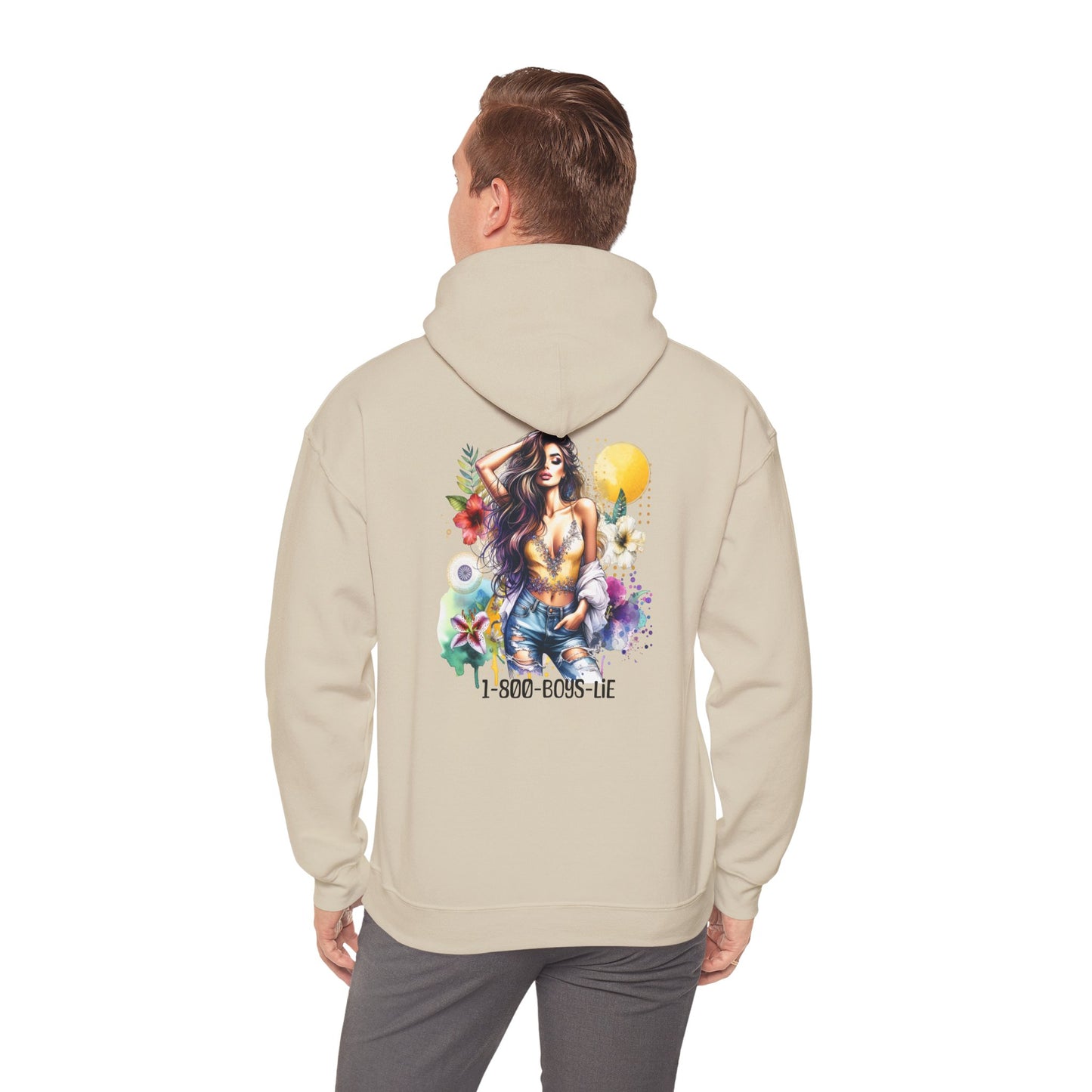 1-800-Boys-Lie Vibrant Floral Sweatshirt for Free Spirits, Comfortable Hoodie, Great for Spring, Casual Wear, Gift for Friends