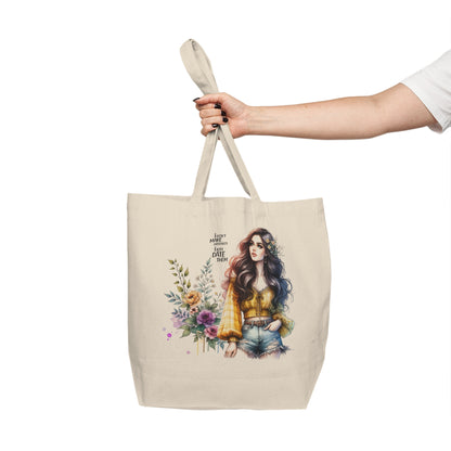 I Don`t Make Mistakes, I Just Date Them Stylish Canvas Tote Bag, Boho Chic Shopping Bag, Floral Design Grocery Tote, Eco-Friendly Reusable Bag, Gift for Her