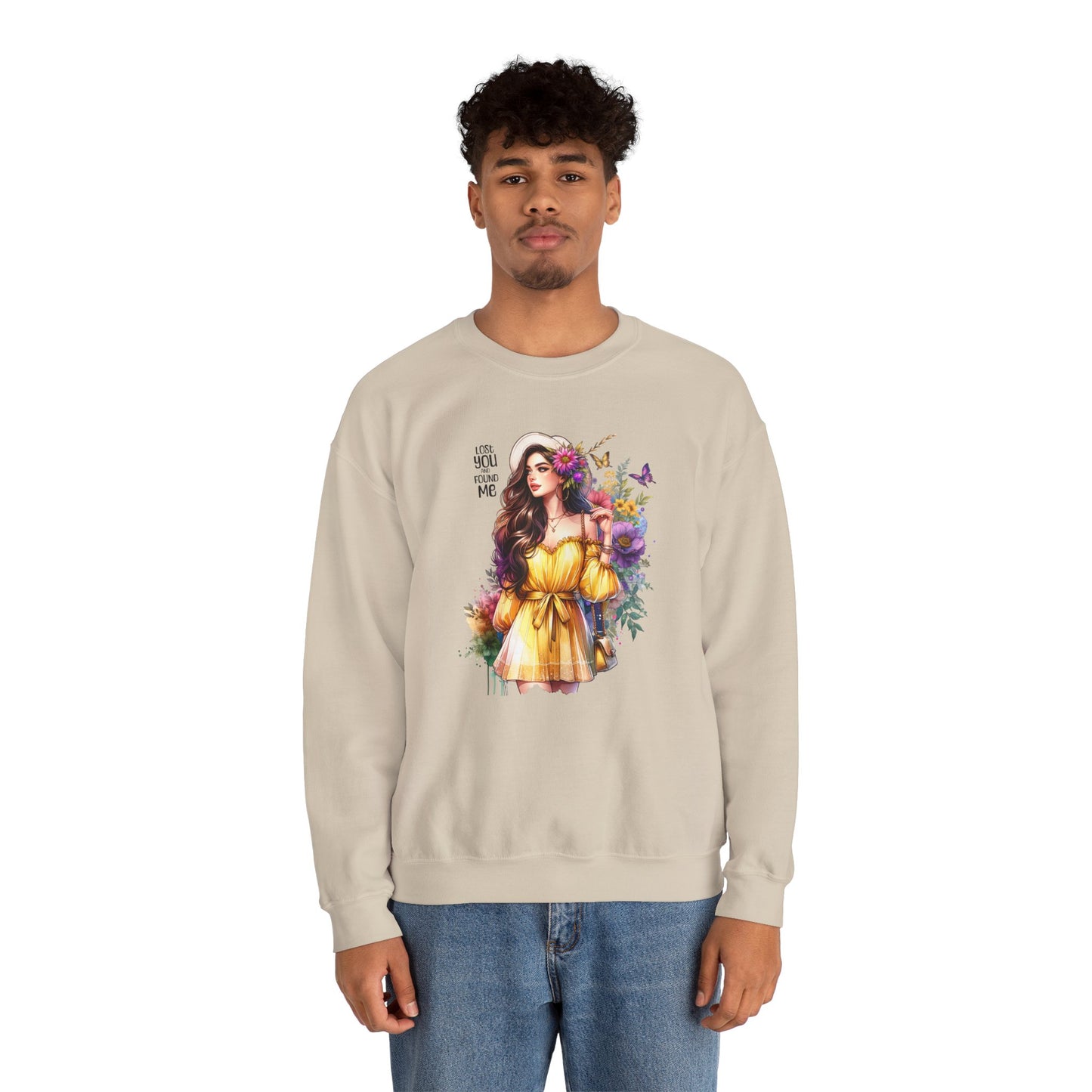 Lost You And Found Me Floral Art Crewneck Sweatshirt, Cozy Unisex Sweater, Gift for Her, Spring Fashion, Inspirational Apparel