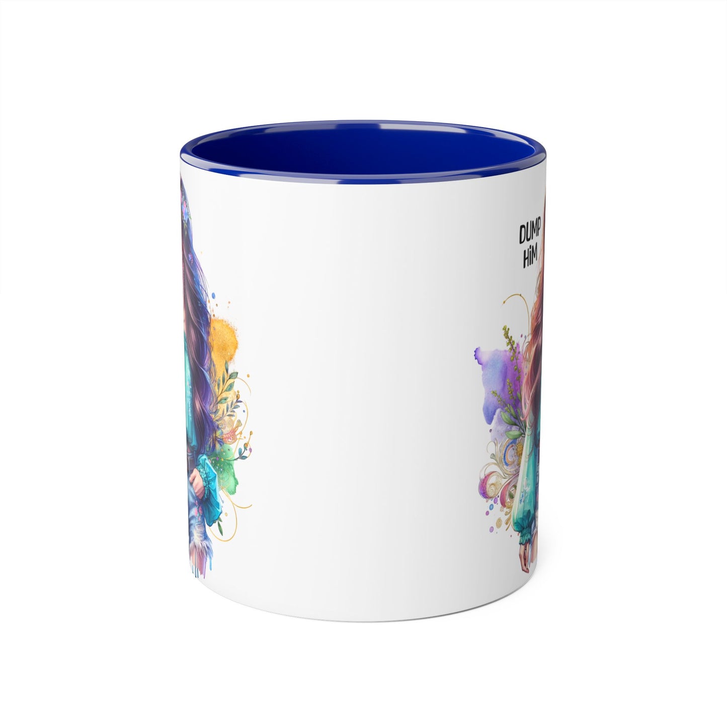 Colorful Dump Him Accent Mug, Inspirational Coffee Cup, Gift for Friends, Motivational Tea Mug, Fun Art Ceramic Cup