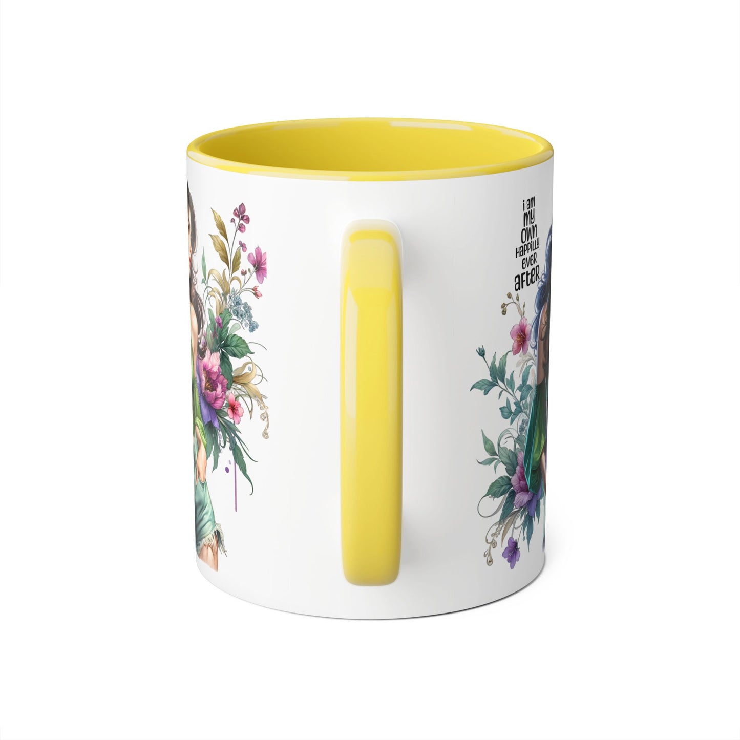 I Am My Own Happily Ever After Empowered Woman Accent Mug, Inspirational Coffee Cup, Floral Art Mug, Perfect Gift for Her, Motivational Drinkware