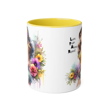 Colorful Floral Accent Mug with Inspirational Quote