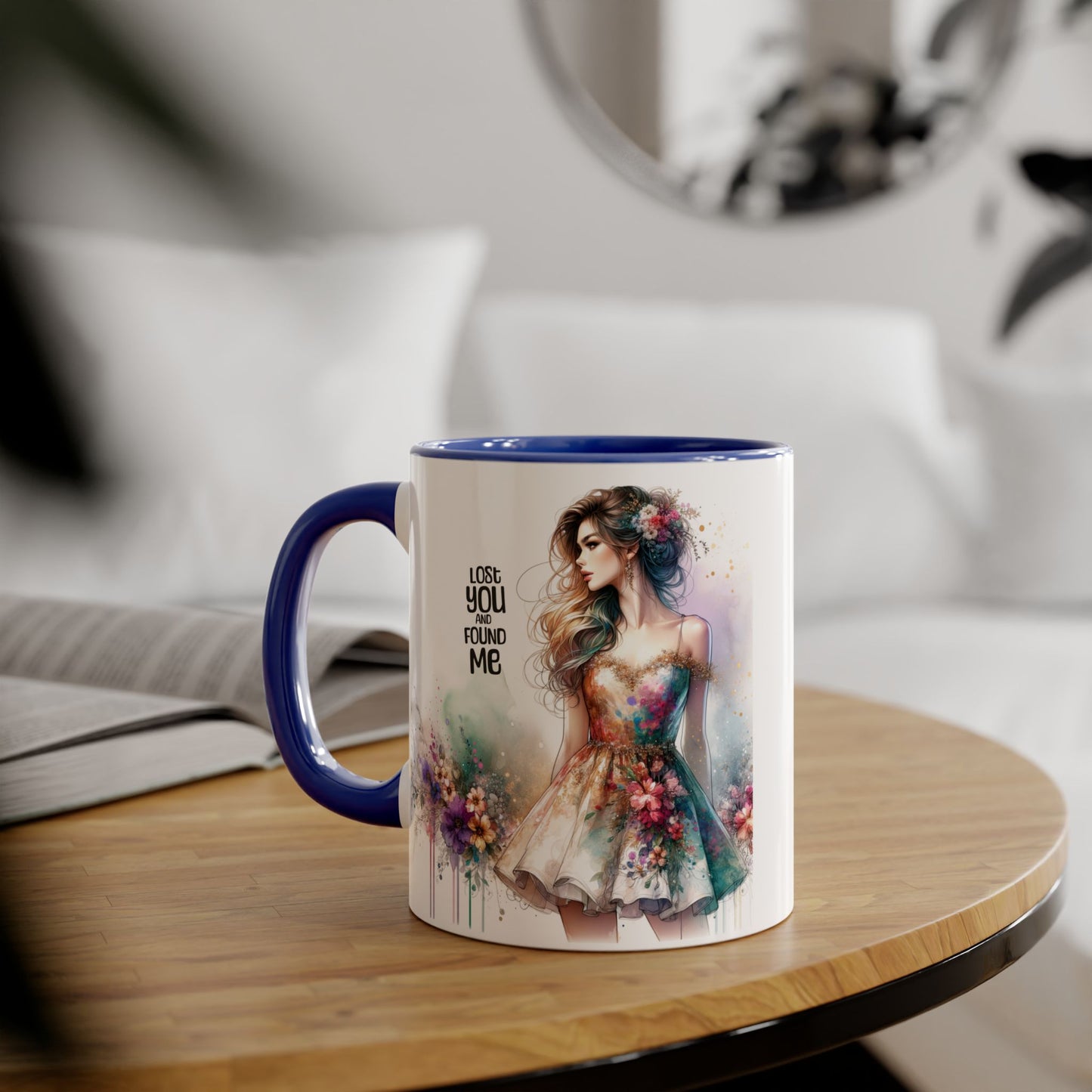 Lost You and Found Me Elegant Floral Accent Mug - Lost You Found Me, Coffee Lover Gift, Unique Drinkware, Artistic Home Decor, Empowering Message Mug