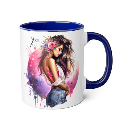 Yuck Fou Stylish Accent Mugs, Floral Design for Coffee Lovers, Unique Gift, Art Mug, Personalized Drinkware, Vibrant Tea Cups