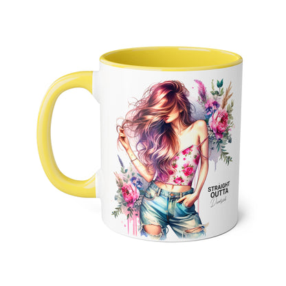 Straight Outta Divorced Humoristic Floral Accent Mug - Inspiring Gift for Friends, Unique Coffee Cup, Perfect for Birthdays, Home Decor, Coffee Lovers