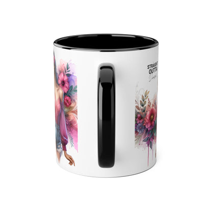 Straight Outta Divorced Humoristic Stylish Accent Mug, Floral Coffee Cup, Gifts for Her, Straight Outta, Unique Art Mug, Home Decor, Birthday Present