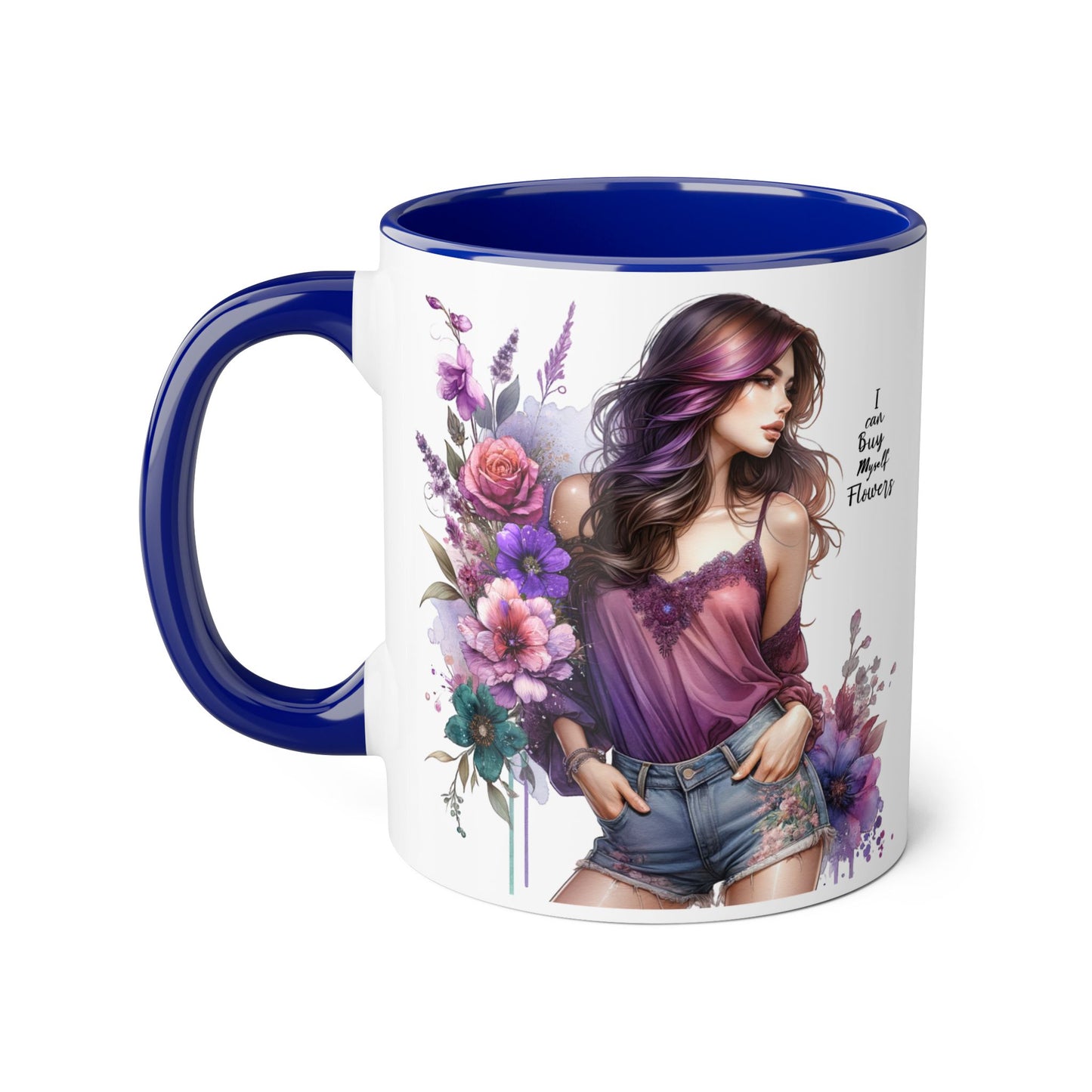 I Can Buy Myself Flowers Floral Art Accent Mug, 11oz Coffee Cup for Flower Lovers, Gift for Her, Boho Kitchen Decor, Unique Art Mug