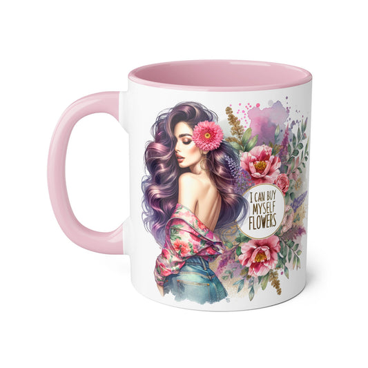 I Can Buy Myself Flowers Floral Inspiration Mug, Unique Gift for Her, Coffee Cup, Self-Care Item, Beautiful Floral Design