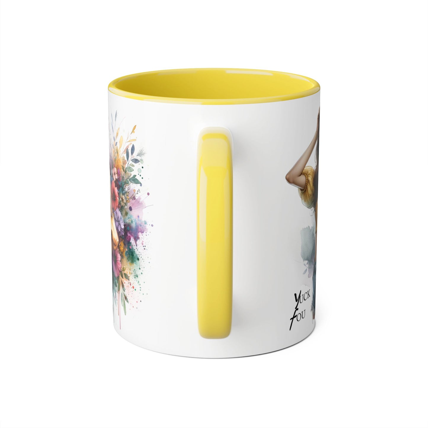 Yuck Fou Floral Accent Mug: Stylish Coffee Cup for Home, Gifts, Birthdays, Tea Lovers, Art Enthusiasts