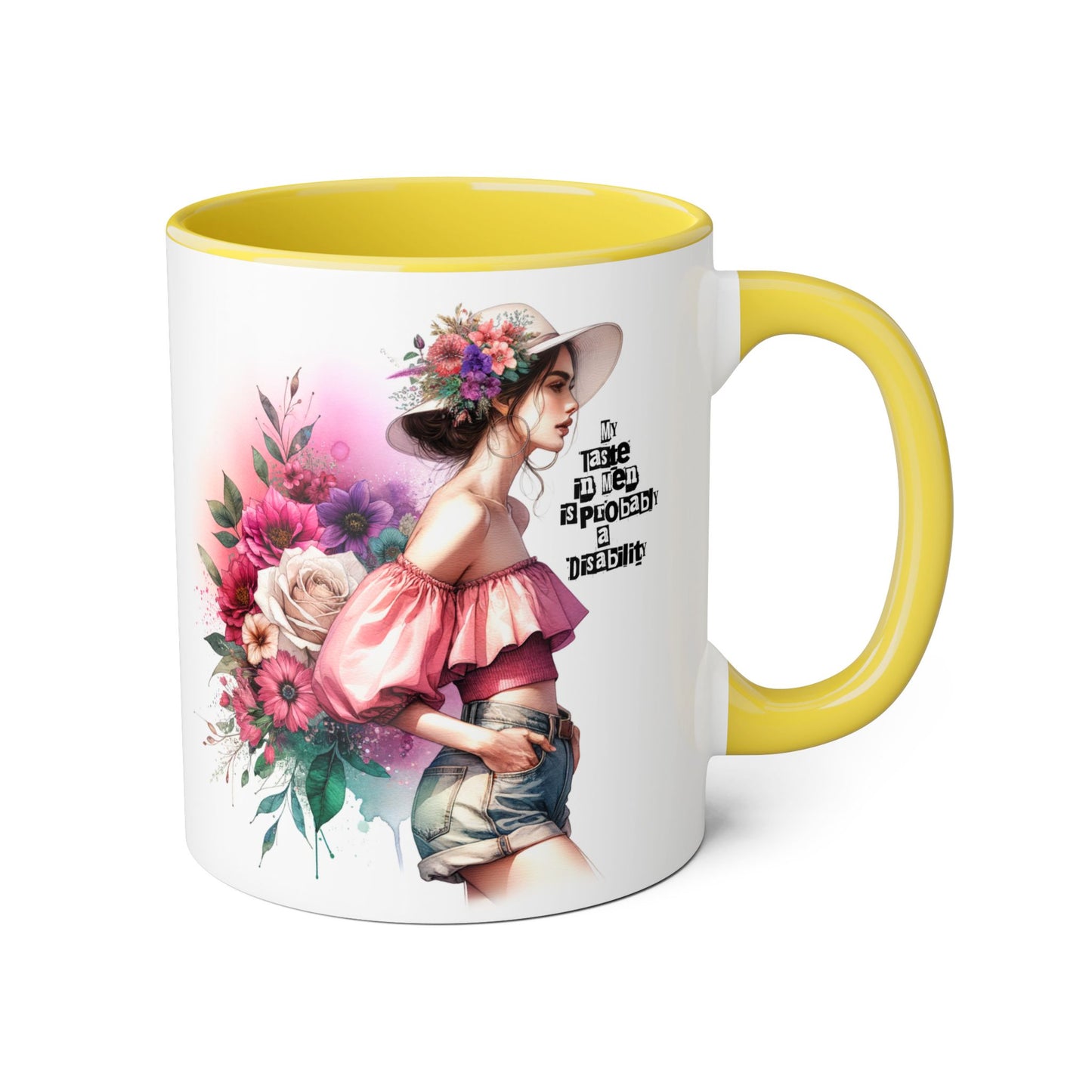 Funny Accent Mug - My Taste in Men is Probably a Disability Humor 11oz Cup