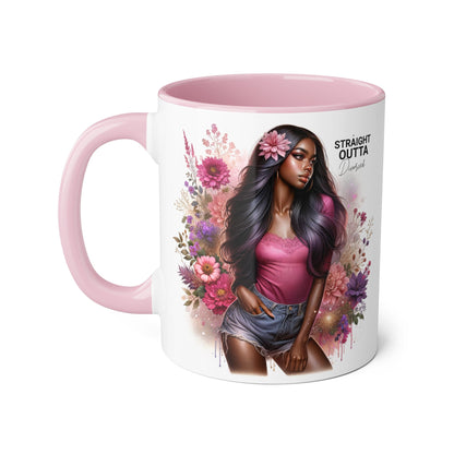 Straight Outta Divorced Humoristic Floral Portrait Accent Mug, Perfect Gift for Her, Coffee Lover, Home Decor, Stylish Drinkware, Mother's Day Gift, Inspirational Cup