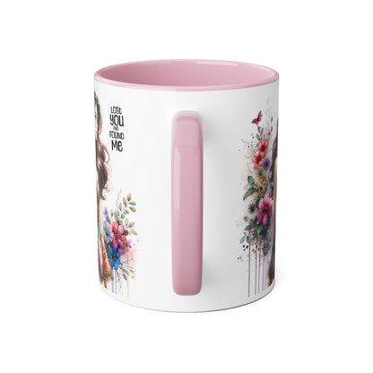 Lost You and Found Me Floral Accent Mug, Coffee Cup Gift for Her, Inspirational Drinkware, Home Decor, Birthday Present