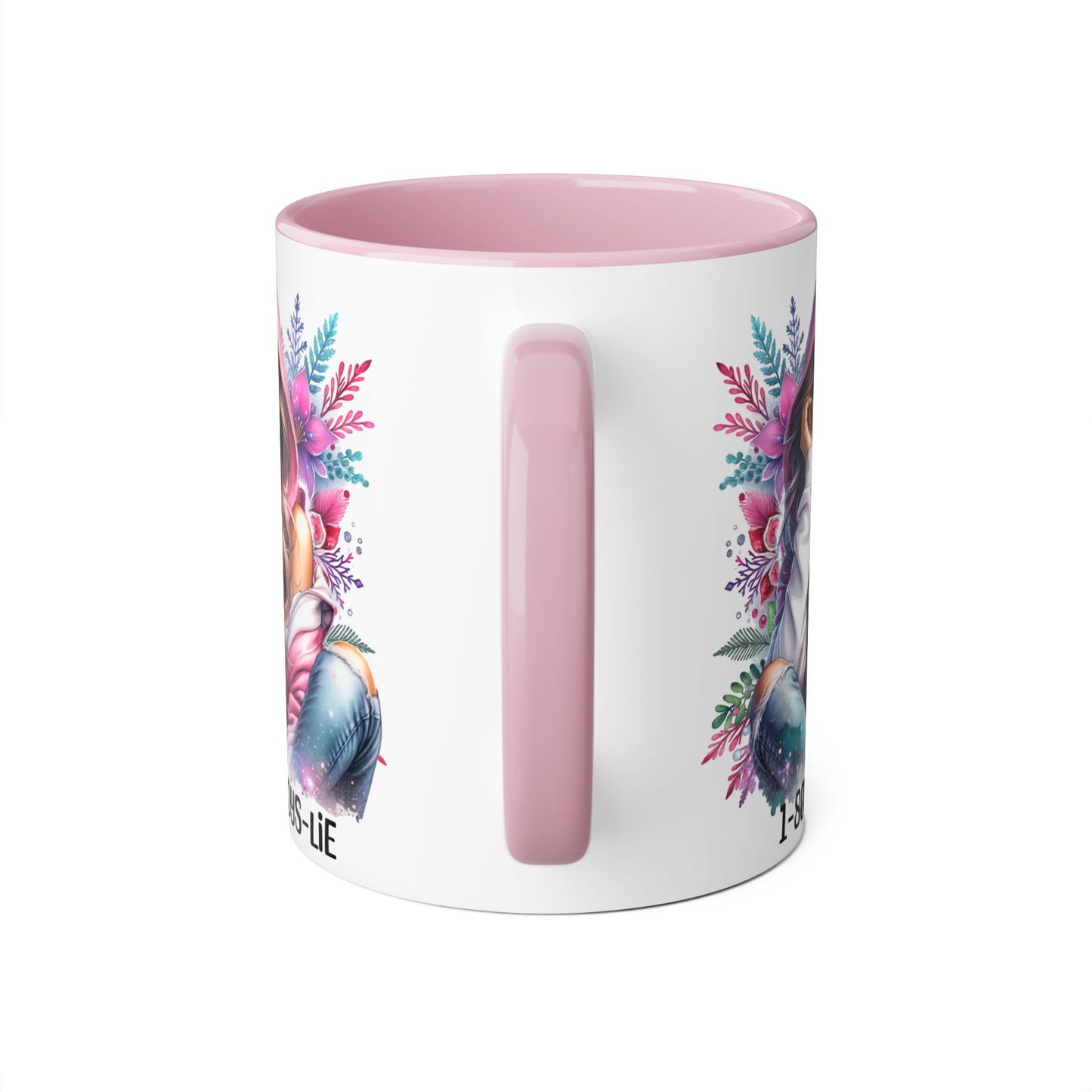 1-800-BOYS-LIE Accent Mug, Floral Coffee Cup, Funny Gift for Her, Unique Tea Mug, Cute Lover's Present