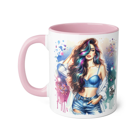 Not With Stupid Anymore Humoristic Colorful Art Mugs with Unique Illustrations, Stylish Coffee Cups, Trendy Gift for Friends, Birthday Present, Home Decor