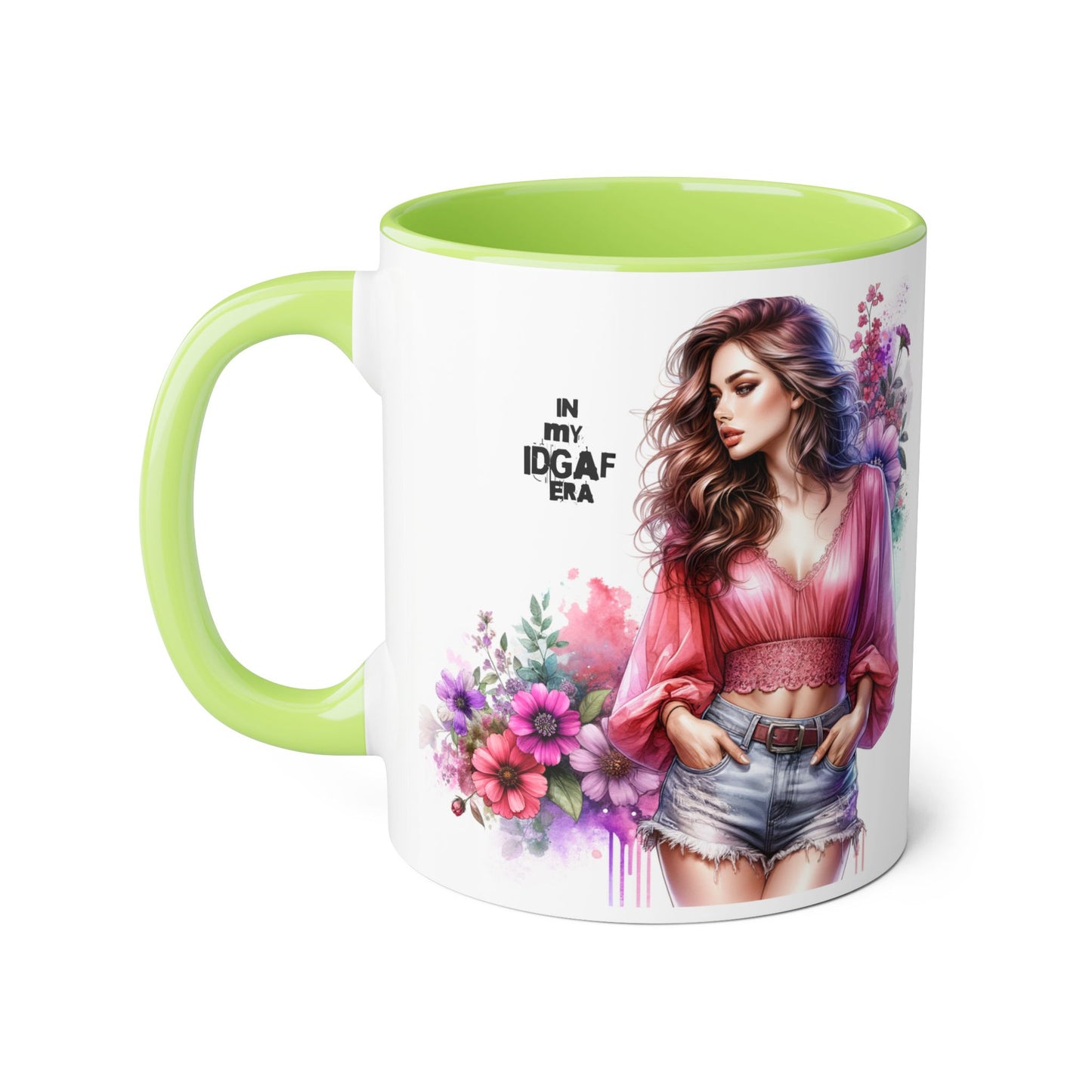 Floral IDGAF Accent Mug - Coffee Cup, Gift for Her, Trendy Mug, Unique Kitchen Decor, Flower Design