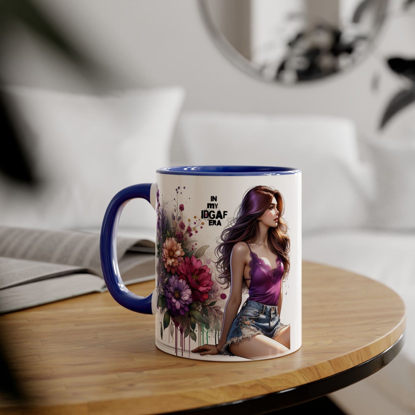 Chic Floral Accent Mug - Perfect for Coffee Lovers, Gift for Her, Home Decor, Floral Art Mug, Unique Drinkware