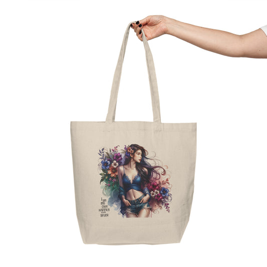 I Am My Own Happily Ever After Floral Art Canvas Tote Bag, Eco-Friendly Shopping Bag, Beach Tote, Gift for Her, Floral Shopping Bag, Everyday Use Tote