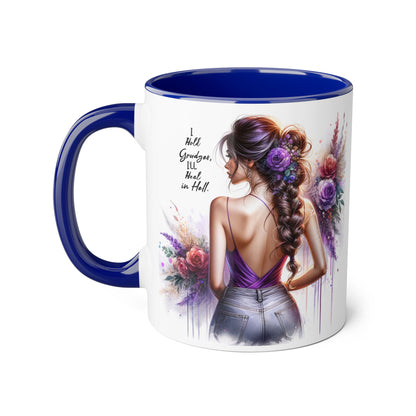 I Hold Grudges, I'll Heal in Hell Elegant Floral Accent Mug, Inspirational Coffee Cup, Gift for Her, Stylish Tea Mug, Home Décor, Unique Drinkware