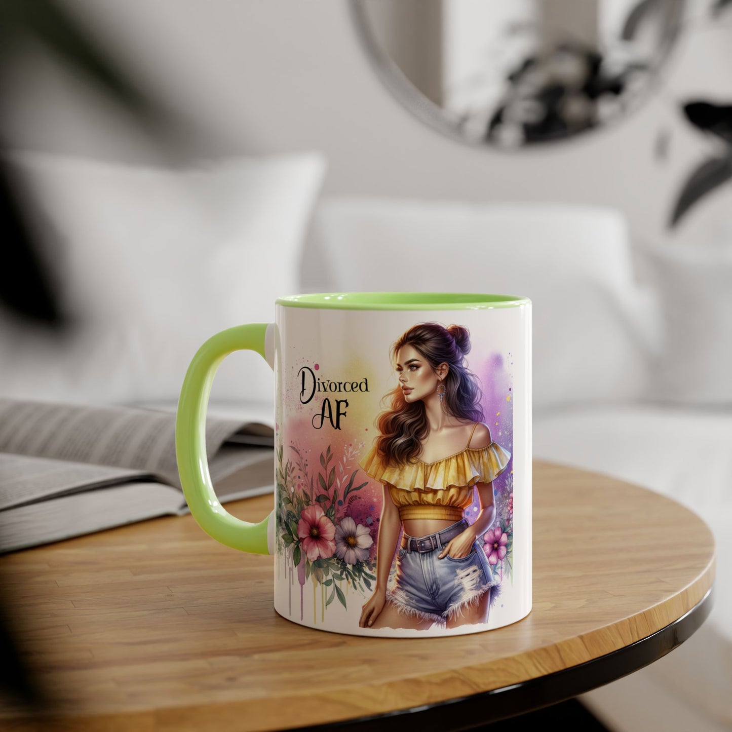 Divorced AF Accent Mug, Floral Coffee Cup, Empowerment Gift, Self-Care Mug, Funny Divorce Coffee Mug, Unique Drinkware
