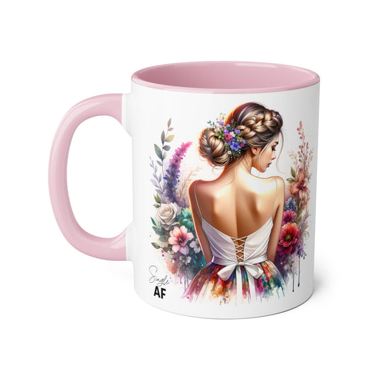 Single AF Floral Elegance Mug, Custom Coffee Cup, Gift for Her, Bridesmaid Present, Artful Design, Home Decor