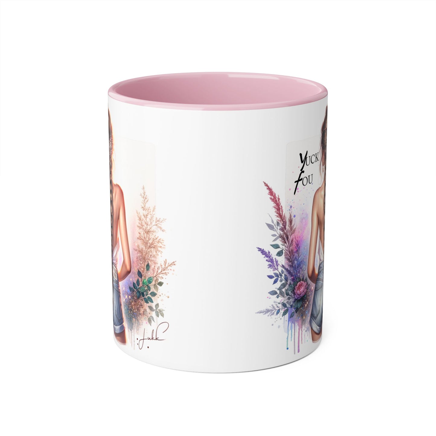 Yuck Fou Stylish Floral Accent Mug, Gift for Friends, Motivational Coffee Cup, Cute Home Decor, Art Lover's Mug, Perfect for Holidays