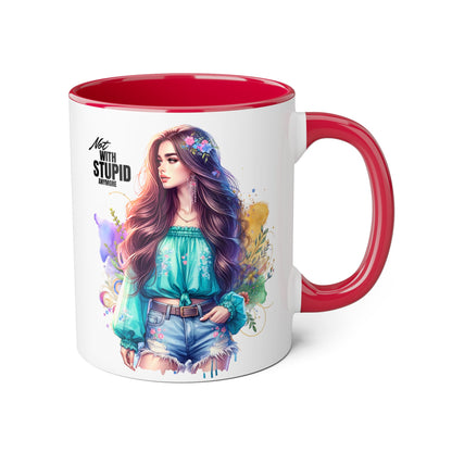 Not With Stupid Anymore Humoristic 11oz Accent Mug This humoristic mug