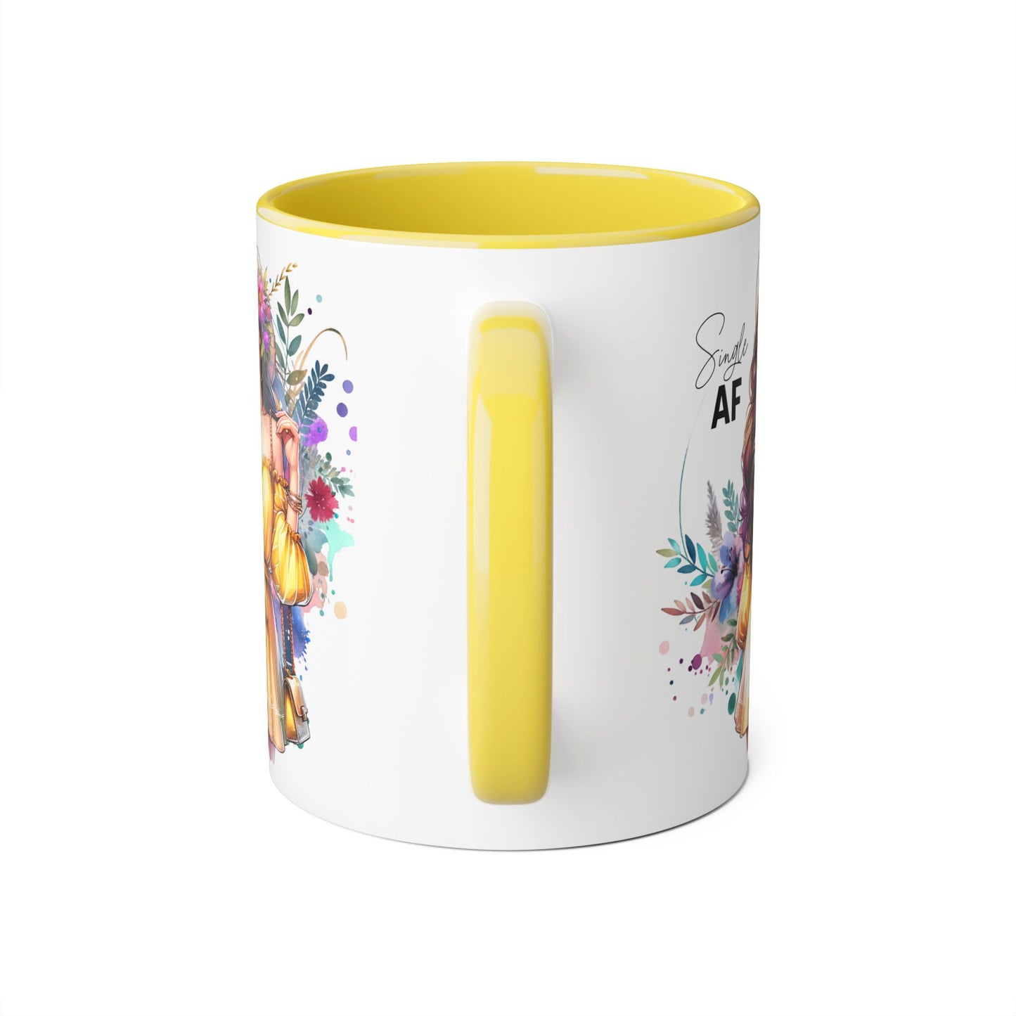 Single AF Floral Accent Mug - Perfect Gift for Singles, Cute Coffee Cup for Friends, Birthday or Self-Care Treat