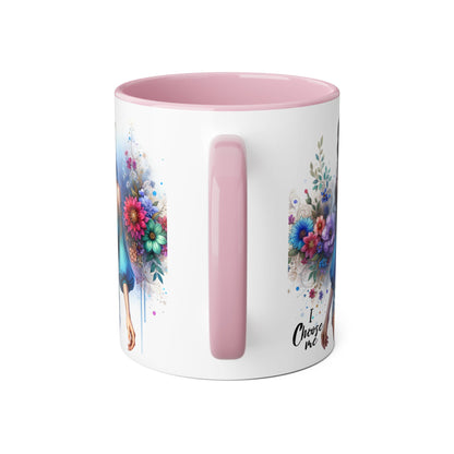 I Choose Me Boho Floral Accent Mug, Choose Me Coffee Cup, Unique Gift for Her, Art Mug, Colorful Drinkware