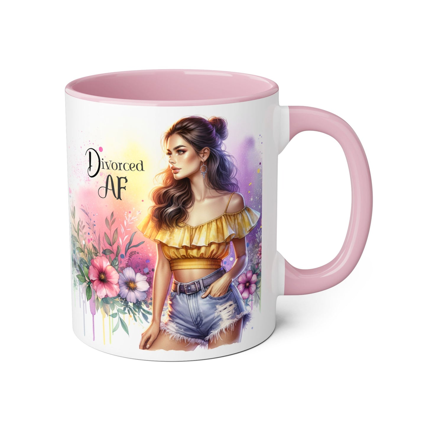 Divorced AF Accent Mug, Floral Coffee Cup, Empowerment Gift, Self-Care Mug, Funny Divorce Coffee Mug, Unique Drinkware