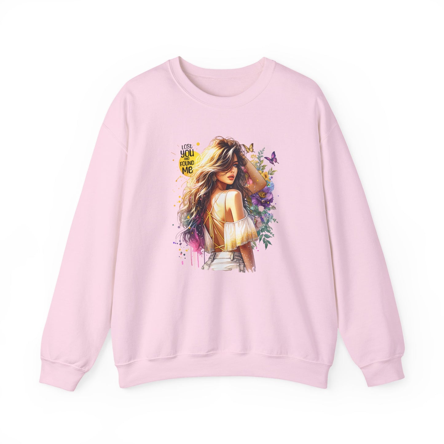 Lost You And Found Me Bohemian-Themed Crewneck Sweatshirt with Floral Design, Cozy Casual Wear, Gift for Her, Everyday Comfort, Family Gatherings, Spring Fashion