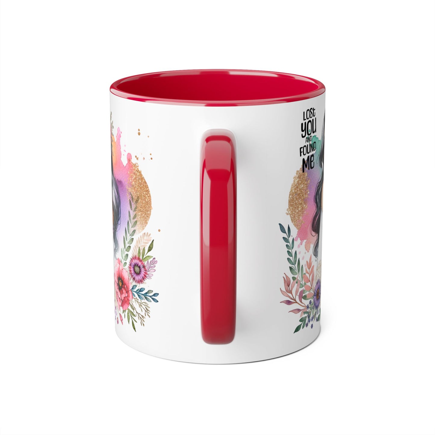 Lost You and Found Me Bohemian Floral Accent Mug, Inspirational Coffee Cup, Gift for Her, Self-Care Essentials, Unique Home Decor, Personalized Drinkware