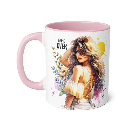 Colorful Game Over Accent Mug, Fun Coffee Cup, Stylish Gift for Gamers, Home Decor, Birthday Present