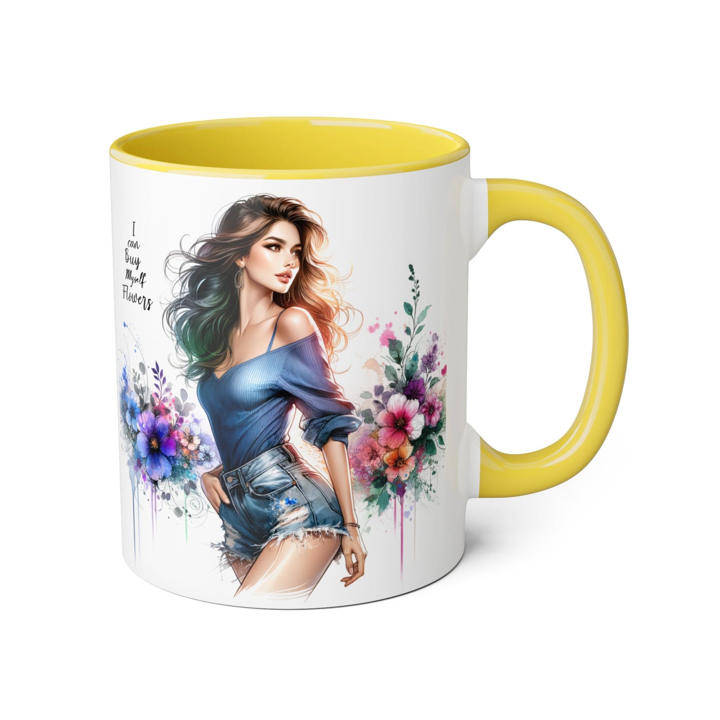 I Can Buy Myself Flowers Floral Twist Coffee Mug, Art Mug, Gift for Her, Creative Home Decor, Birthday Mug, Inspirational Drinkware, Busy with Flowers