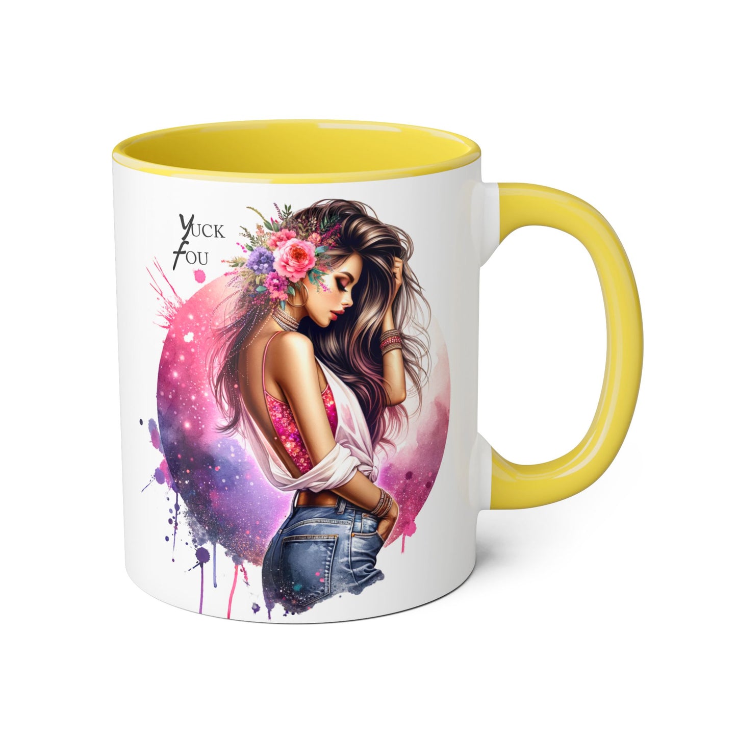 Yuck Fou Stylish Accent Mugs, Floral Design for Coffee Lovers, Unique Gift, Art Mug, Personalized Drinkware, Vibrant Tea Cups